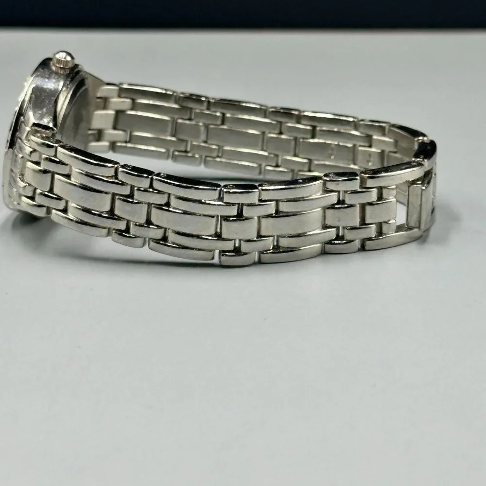 M. Z. Berger Watch Women Silver Tone Pink White Crystal Bezel New Battery